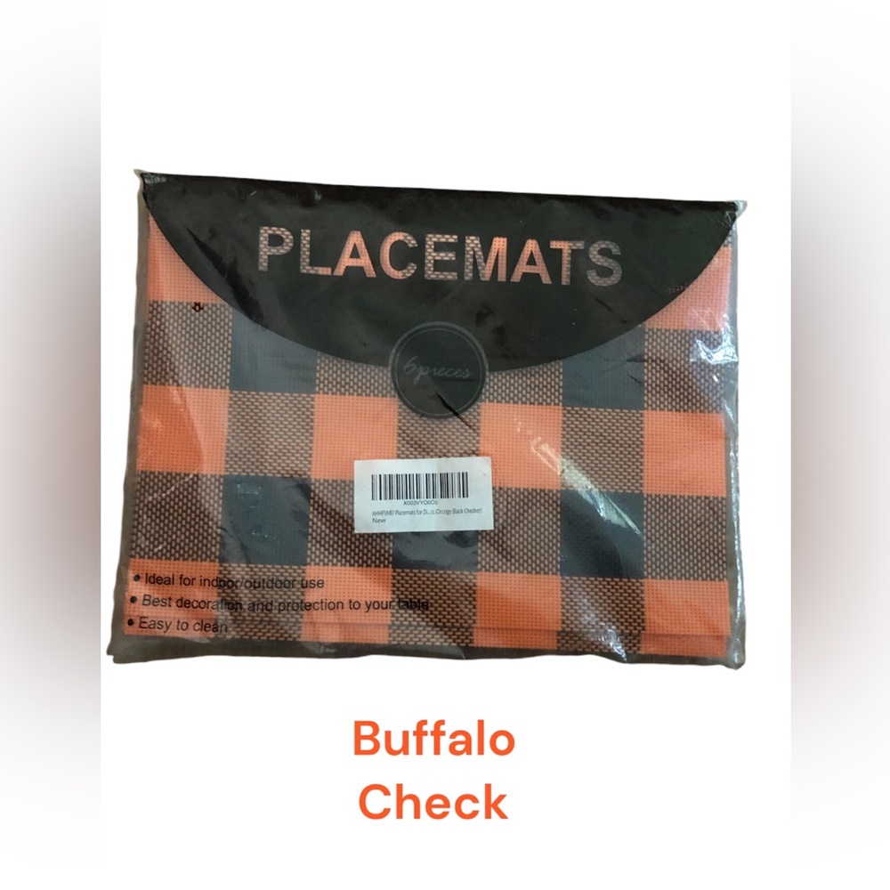 Buffalo Check 18x12 Orange and Black Placemats (6)